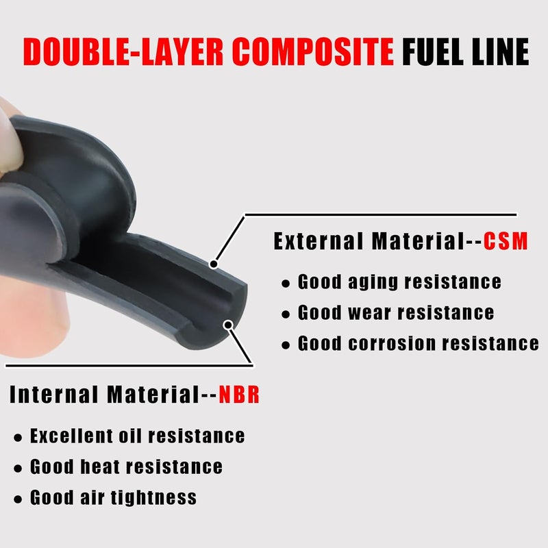 KIKITE 10 Feet 3/16 Inch ID Fuel Line Hose Compatible with Honda Champion Predator Briggs & Stratton Kohler Kawasaki Small Engine Generator Kart Minibike Rubber Fuel Hose with 20 Clamps - Image 3